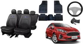 Conjunto Personalizado de Capa de Couro Fiesta 13-21 + Tapete e Volante