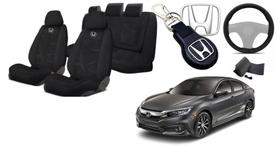 Conjunto Personalizado Tecido Assentos Civic 16-21 + Volante + Chaveiro Conjunto Personalizado Tecido Assentos Civic 16-21 + Volante + Chaveiro