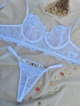Conjunto Personalizável Fio Borboleta em Tule Chantilly Branco - Tamanhos P/M/G e GG Conjunto Personalizável Fio Borboleta em Tule Chantilly Branco - Tamanhos P/M/G e GG
