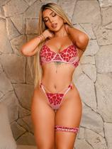 Conjunto Personalizável Pluma de Amor Rosa e Vermelho com Sutiã e Calcinha Conjunto Personalizável Pluma de Amor Rosa e Vermelho com Sutiã e Calcinha