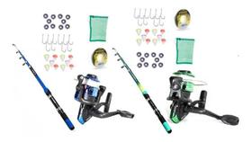 Conjunto Pesca 2 Vara + 2 Molinete Kit Barato Completo Full