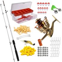 Conjunto Pesca Pesada 20kg Molinete Vara 1,80mt e Acessórios