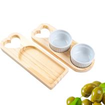 Conjunto Petisqueira Madeira com Ramequim Porta Molho