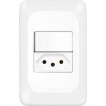 Conjunto Pial Pop 4X2 Branco Com Placa (1Simples+Tomada 10A) Lgx103