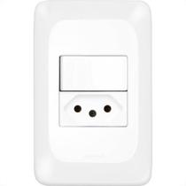 Conjunto Pial Pop 4X2 Branco Com Placa (1Simples+Tomada 20A) Lgx10320