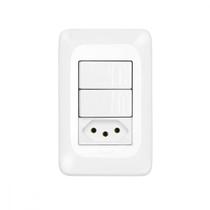 Conjunto Pial Pop 4X2 Branco Com Placa (2Simples+Tomada 10A) Lgx113