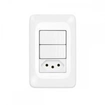 Conjunto Pial Pop 4X2 Branco Com Placa (2Simples+Tomada 10A) Lgx113