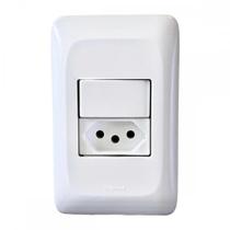 Conjunto Pial Pop Branco Modulo Com Placa 4X2 - 1 Paralelo+Tomada 2P+T. - 10A.