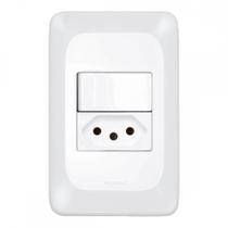 Conjunto Pial Pop Branco Modulo Com Placa 4X2 - 1 Simples+Tomada 2P+T. 20A. - Lgx10320