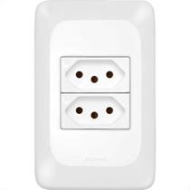Conjunto Pial Pop Branco Modulo Com Placa 4X2 - 2 Tomadas 2P+T. 10A.