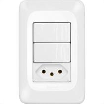 Conjunto Pial Pop Modulo Com Placa 4X2 - 2 Simples+1Tomada 2P+T. - 10A. Conjunto Pial Pop Modulo Com Placa 4X2 - 2 Simples+1Tomada 2P+T. - 10A.