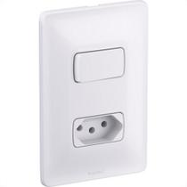 Conjunto Pial Zeffia Branco Modulo Com Placa 1 Paralelo + 1Tomada 2P+T - 680114