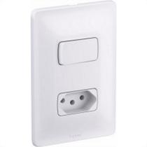 Conjunto Pial Zeffia Branco Modulo Com Placa 1 Simples + 1 Tomada 2P+T. - 0112
