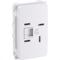 Conjunto Pial Zeffia Branco Modulo Com Placa 1 Tomada Telefone Rj11 0125
