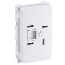 Conjunto Pial Zeffia Modulo Com Placa 1 Tomada Telefone Rj11 0125