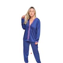 Conjunto Pijama Adulto Feminino Aberto Longo Inverno Manga Longa