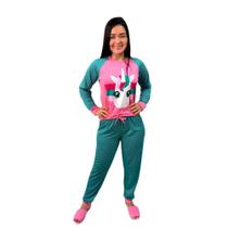 Conjunto Pijama Adulto Feminino Longo Inverno Estampado Desenho