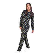 Conjunto Pijama Adulto Feminino Longo Inverno Moletinho Estampado