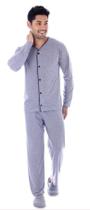Conjunto Pijama Adulto Masculino Americano Aberto Algodão Longo Outono Inverno Conforto Botões