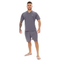 Conjunto Pijama Adulto Masculino Curto Liso Verão