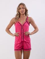 Conjunto Pijama Alcinha De Botões Feminino Bloguerinha Baby Doll RLC Modas