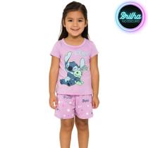 Conjunto Pijama Brilha no Escuro Personagens Menina Infantil Minnie Stitch Malha Levinha Conjunto Pijama Brilha no Escuro Personagens Menina Infantil Minnie Stitch Malha Levinha