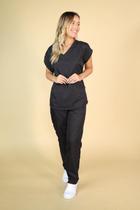 Conjunto Pijama Cirúrgico Gabardine Feminino PRETO,EG