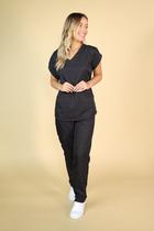 Conjunto Pijama Cirúrgico Gabardine Feminino PRETO,GG - Moda Hospitalar MM