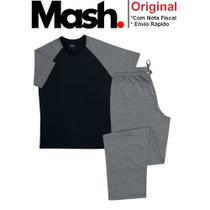 Conjunto Pijama De Inverno Masculino Camiseta Manga Curta E Calça Modelo Em Algodão - Mash