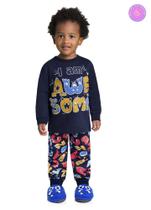 Conjunto Pijama em Moletom Peluciado Estampado Letras Divertidas Brilha no Escuro - Brandili Conjunto Pijama em Moletom Peluciado Estampado Letras Divertidas Brilha no Escuro - Brandili