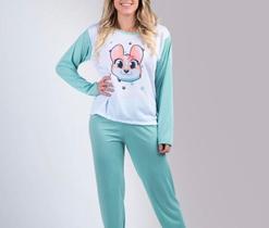 Conjunto Pijama Feminino Adulto de Inverno Longo Quentinho