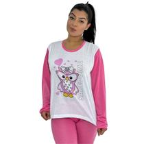 Conjunto Pijama Feminino Adulto de Inverno Longo Quentinho