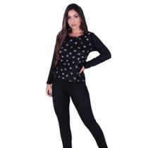 Conjunto Pijama Feminino Adulto Inverno Longo Aveludado Conforto Suede