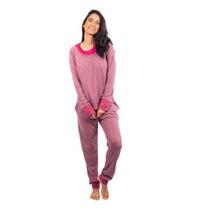 Conjunto Pijama Feminino Adulto Longo Inverno Algodão Soft Luxo Com Bolso