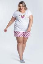 Conjunto Pijama Feminino Malha Pv Plus Size Estampado - Serena