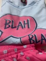 Conjunto Pijama Feminino Moleton Flanelado Calça Estampada e Manga Comprida Adulto M