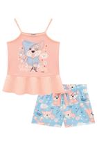 Conjunto Pijama Infantil Blusa Alça em M.Malha e Shorts em Malha Fresh Dog Sleep - Kukie