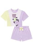 Conjunto Pijama Infantil Blusa Boxy Over Panda Sleep Time e Shorts em Meia Malha - Infanti Conjunto Pijama Infantil Blusa Boxy Over Panda Sleep Time e Shorts em Meia Malha - Infanti