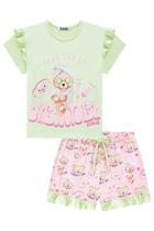 Conjunto Pijama Infantil Blusa em M. Malha e Shorts em Malha Comfy Ursinha Spa - Kukiê Conjunto Pijama Infantil Blusa em M. Malha e Shorts em Malha Comfy Ursinha Spa - Kukiê