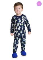 Conjunto Pijama Infantil em Malha Estampa de Coelhinho Brilha no Escuro Masculino - Brandili