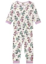Conjunto Pijama Infantil ML em Malha Estampa de Dinossauro Feminino - Brandili