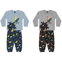 Conjunto Pijama Inverno Kiko&Kika Masculino Dino/Espacial 09376