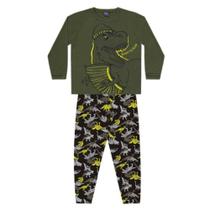 Conjunto Pijama Inverno Kiko&Kika Masculino Verde/Dino 09378