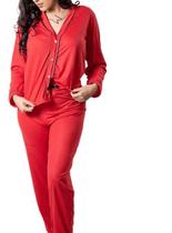 Conjunto Pijama Longo Fechado Feminino Comprido - C58