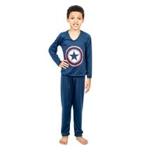 Conjunto Pijama Longo Infantil Outono Inverno Super Herói Desenho