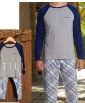 Conjunto pijama pai e filho cor Cinza/ azul tamanho único