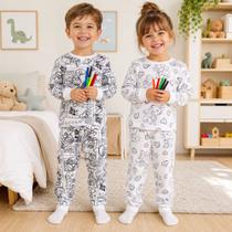 Conjunto Pijama para Colorir com Canetinhas Noite Divertida Criança