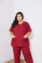 Conjunto Pijama Scrub Plus Size Cirúrgico Hospitalar Unissex Gabardine Marsala Rose Carcelin, Tecido não amassa PH - S