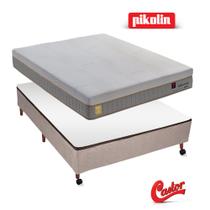 Conjunto Pikolin Vibration Box Castor Bege Casal 138X188X70cm