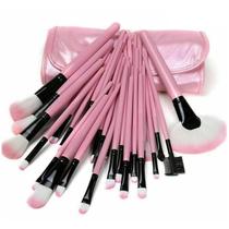 Conjunto Pincéis Maquiagem 24 Unidades Rosa Design Elegante Para Salão de Beleza e Uso Diário